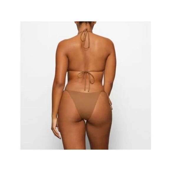 Skims Signature Swim Lace Up Monokini Almond Size XL - Picture 4 of 12